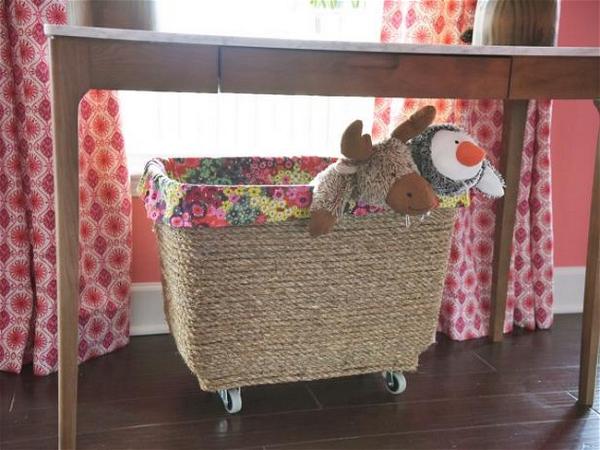 Turn A Plastic Storage Container Into A Mobile Toy Box