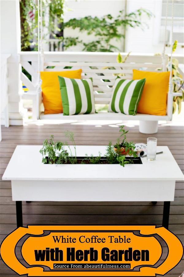 White Coffee Table with Herb Garden