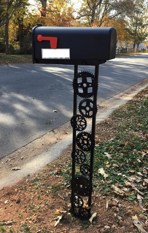 Bicycle Sprocket Mailbox Post