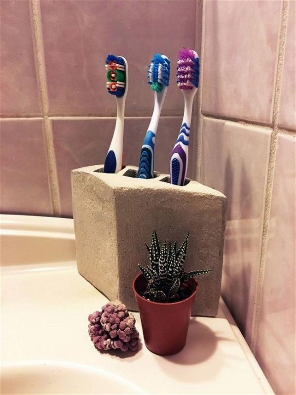 Toothbrush Holder Bathroom Decor Modern Bathroom Concrete Toothbrush Holder  Minimalist Bathroom Accessories Makeup Brush Holder 