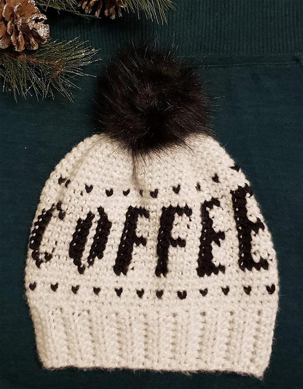Crochet Coffee Slouchy Hat Pattern