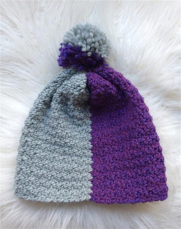 Crochet Color Block Slouchy Hat