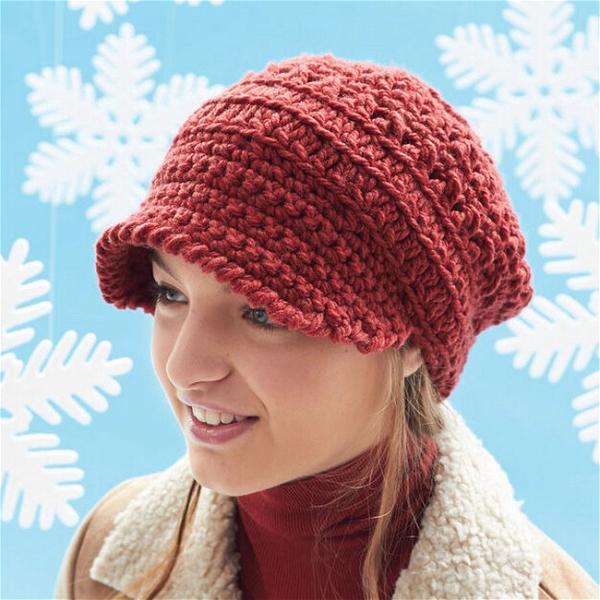 Crochet Slouchy Peaked Hat