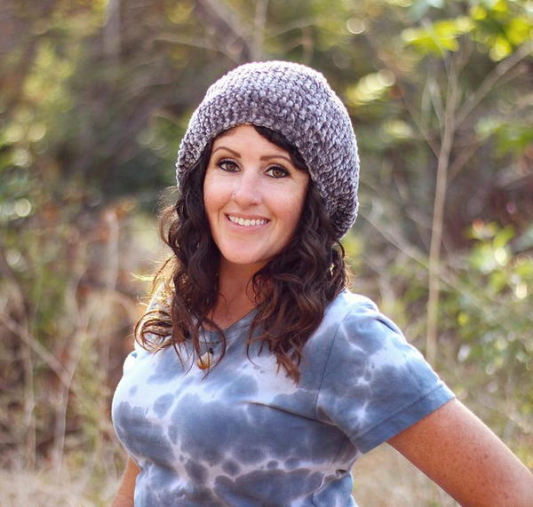 Crochet Velvet Slouchy Hat