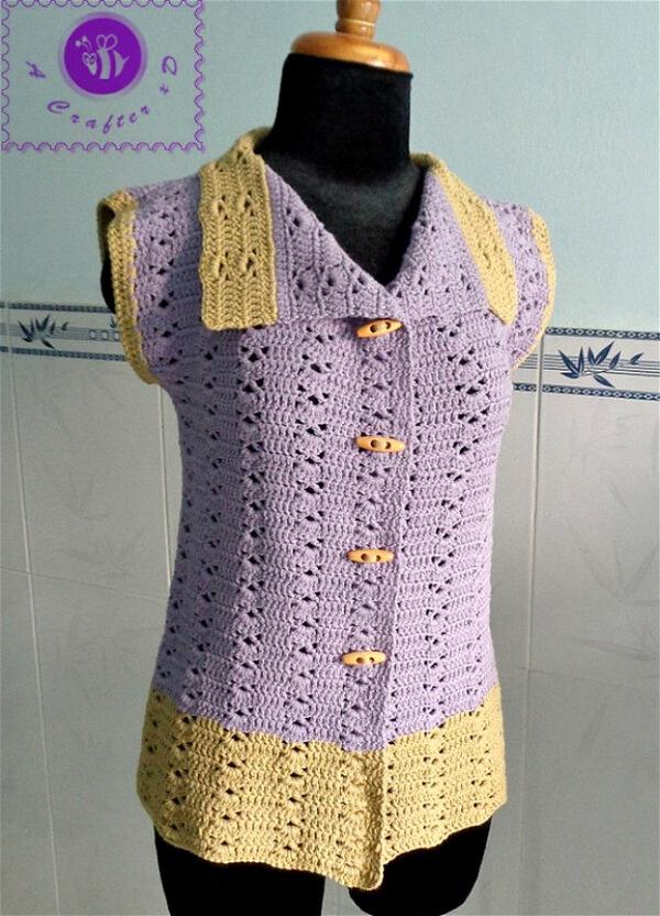 Crochet Vintage Collared Vest
