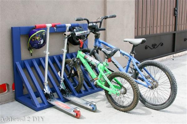 DIY Bicycle Rack With Helmet Storage