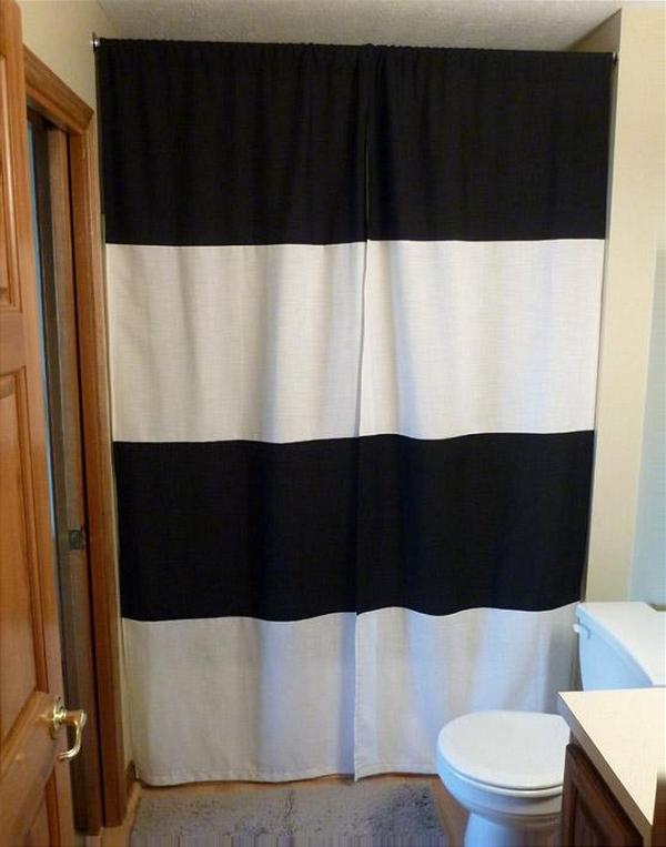 DIY Black And White Shower Curtain