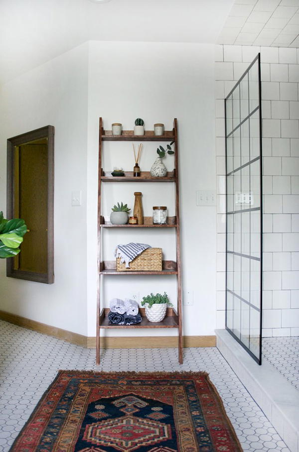 DIY Leaning Ladder Shelf