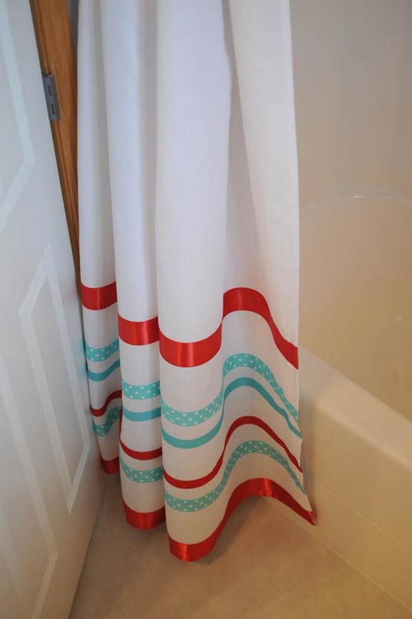 DIY Ribbon Shower Curtain