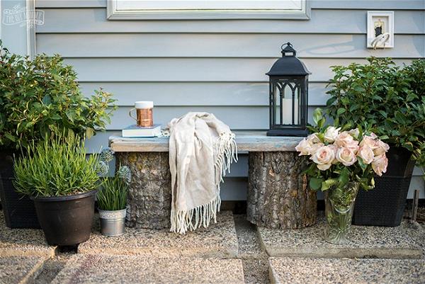 DIY Rustic Log & Reclaimed Wood Garden Bench