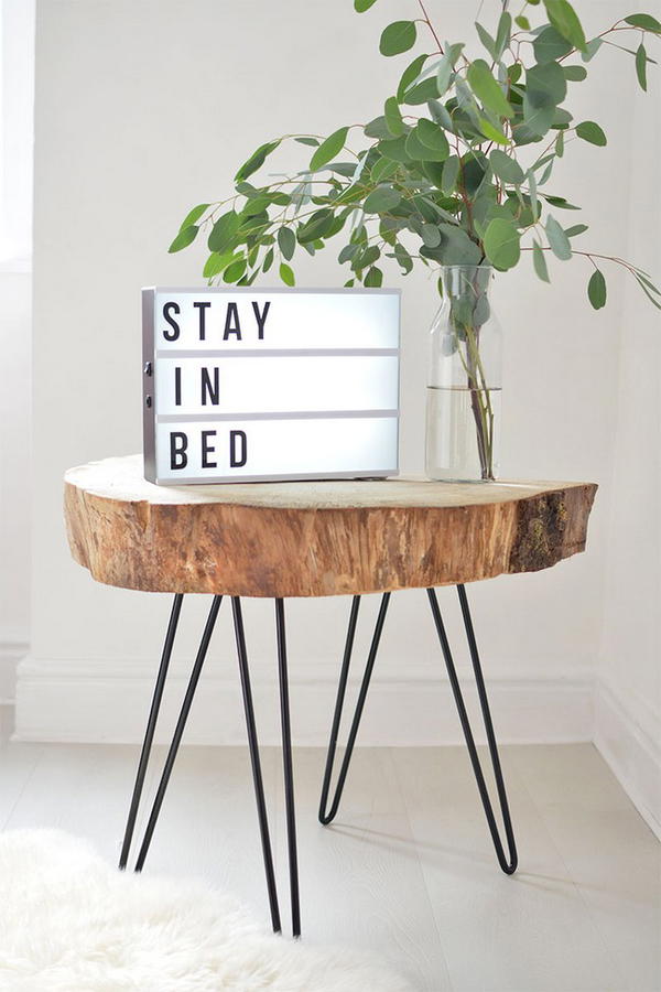 DIY Tree Slice Hairpin Table