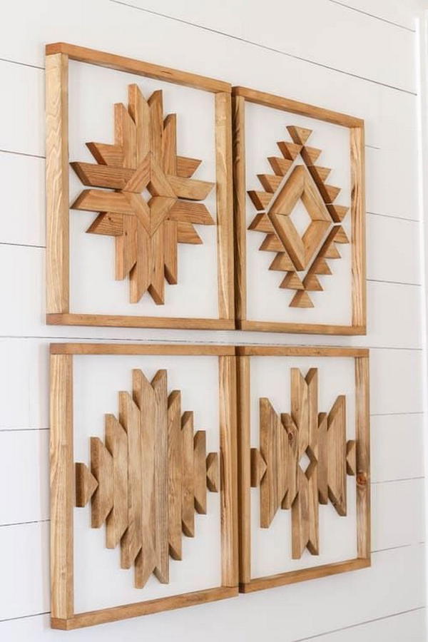 DIY Wooden Aztec Wall Art