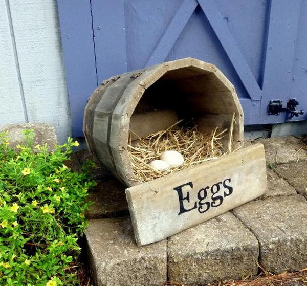 DIY Wooden Half Barrel Chicken Nesting Box