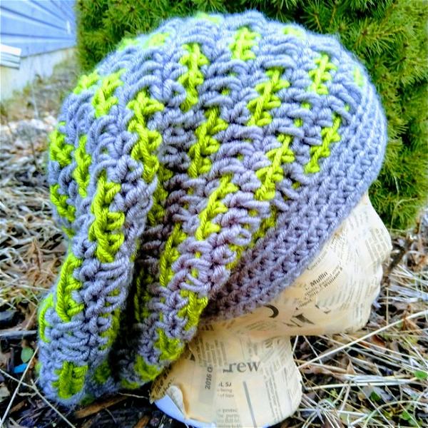 Dashed Crochet Slouchy Hat