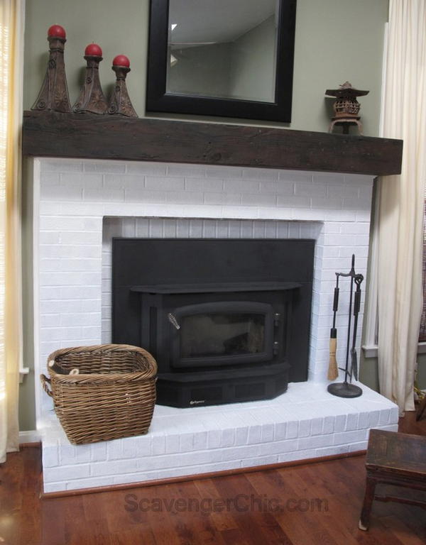 Faux Railroad Tie Mantel