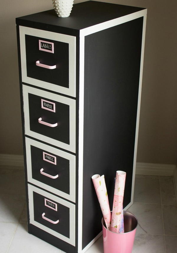 File Cabinet Makeover With Chalkboard Paint