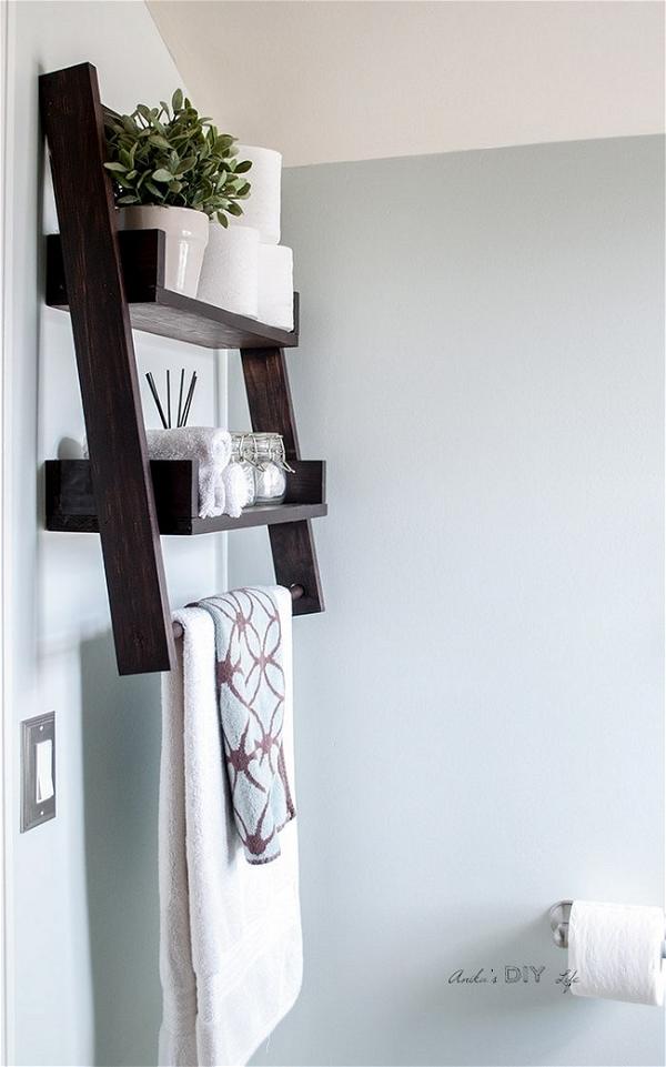 Floating Bathroom Ladder Shelf