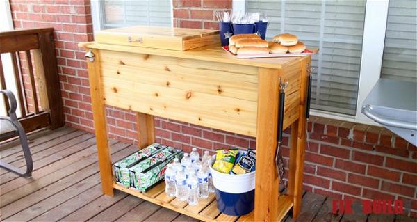 Grill Cart DIY Wooden Ice Chest Cooler Plan
