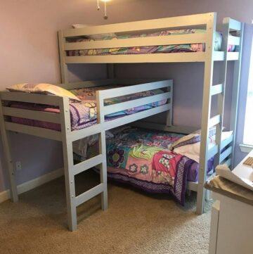 12 DIY Triple Bunk Bed Plans For Kid's Room - Mint Design Blog