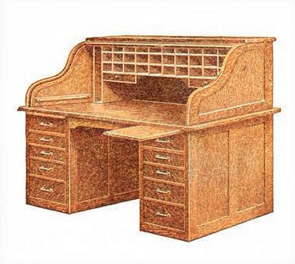 Mission Style Roll Top Desk