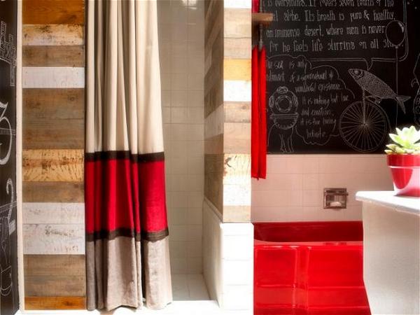 No-Sew Striped Shower Curtain