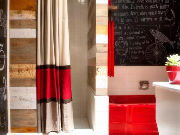 No-Sew Striped Shower Curtain