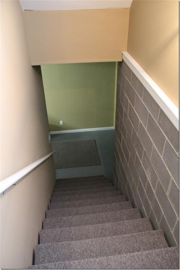 Painted Basement Steps With Board And Batten