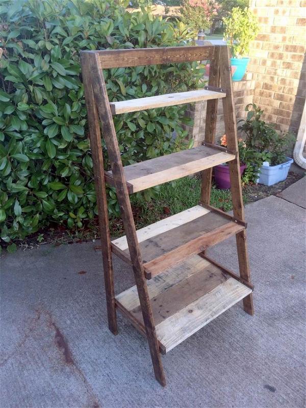 Pallet Wood Painter's Ladder Shelf