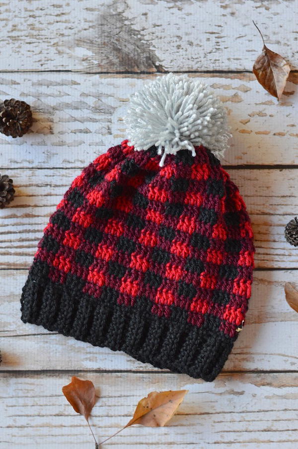 Plaid Slouchy Hat Crochet Pattern