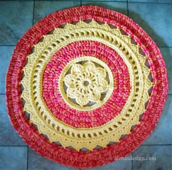 Round Floral Rug Crochet Pattern