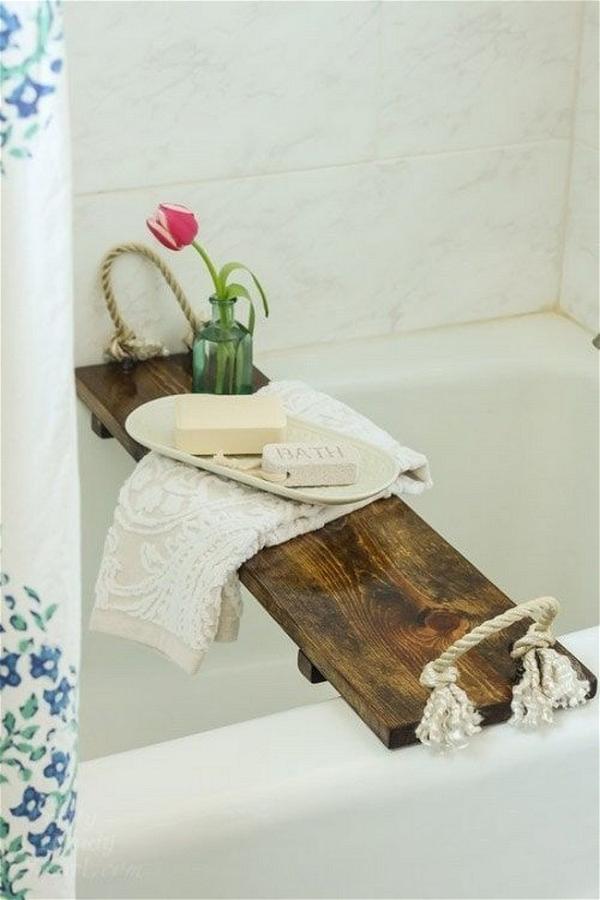 Rustic Wood Bathtub Tray