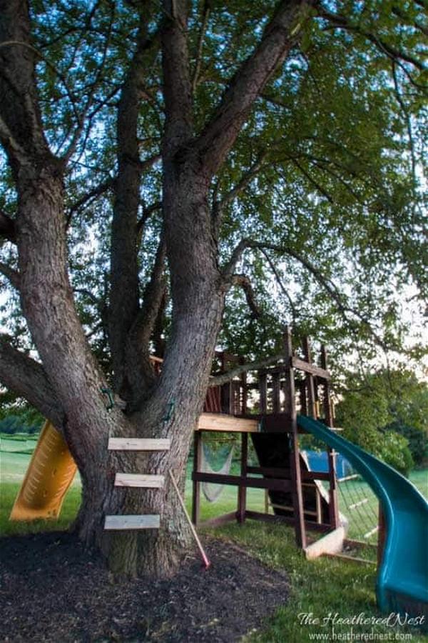Simple DIY Treehouse From and Old Playground Set