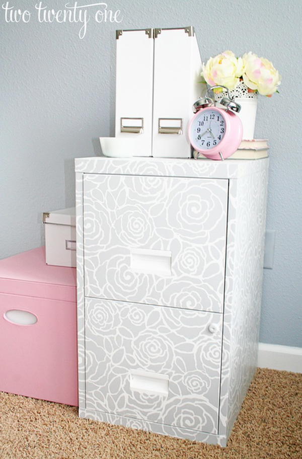 Stenciled File Cabinet