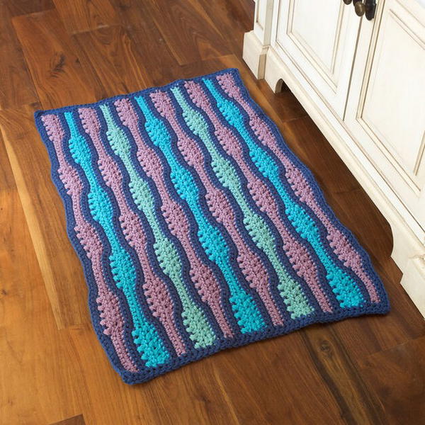 Textured Waves Crochet Rug