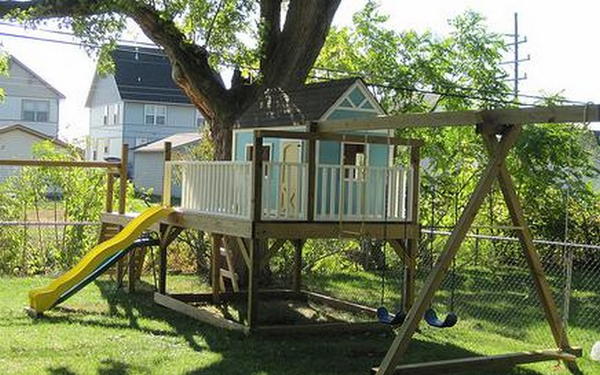 The Gabled Swing Set Playhouse Blueprint