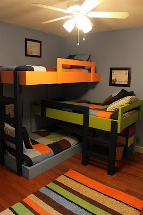 Triple Bunk Beds And Hardwood Floors