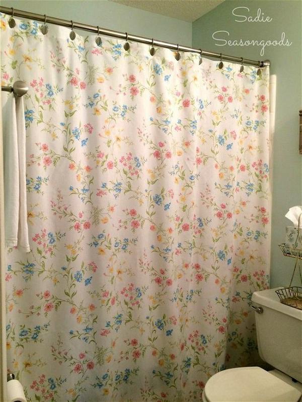 Vintage Bedsheet DIY Shower Curtain