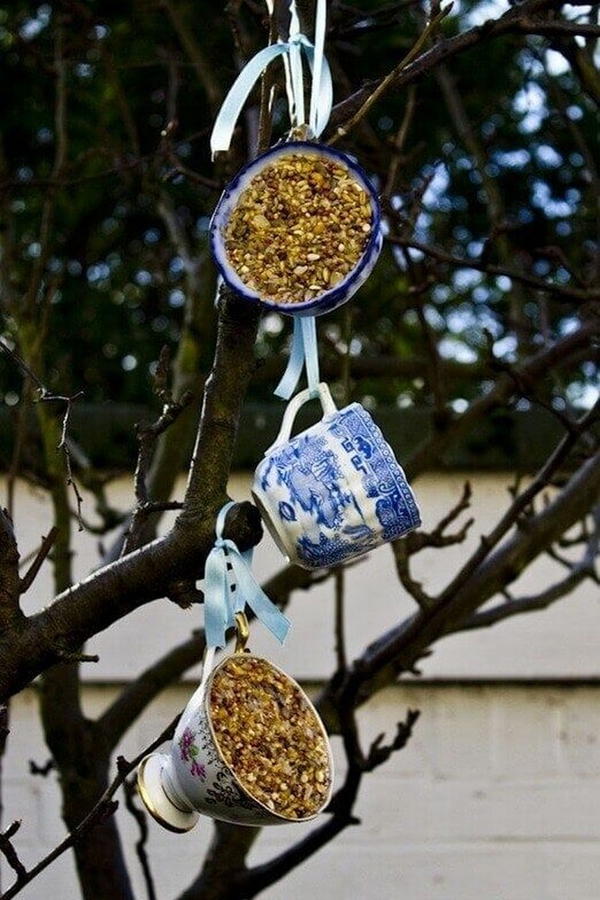 Vintage Teacup Bird Feeders