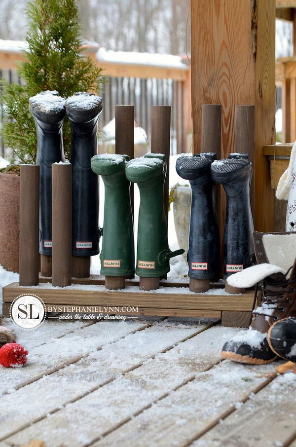 Wooden Boot Rack