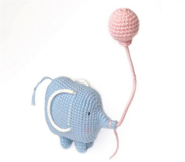 Blue Elephant With Balloon