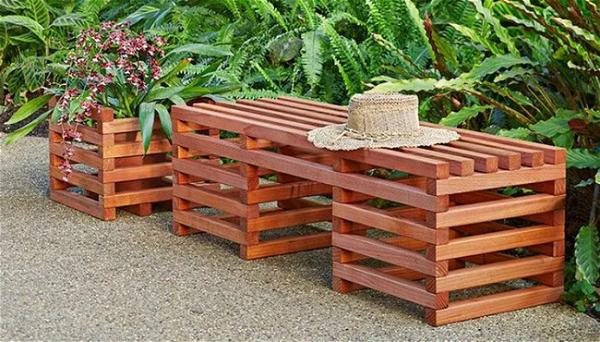 Box Crib-Style Outdoor Bench and Planter