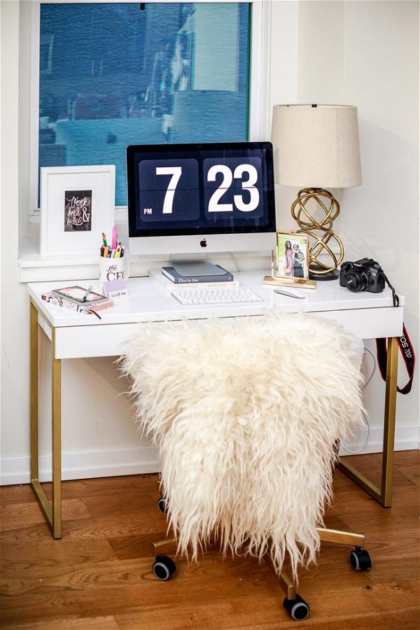 Cheap White And Gold Ikea Desk Hack