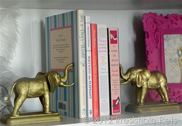 DIY $4 Gold Elephant Bookends