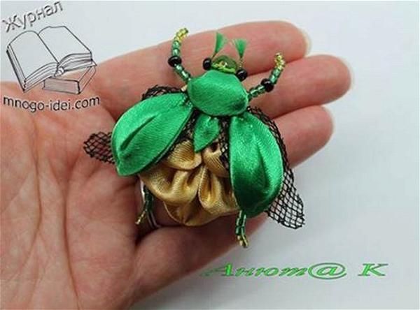 DIY Beetle From Satin Ribbon