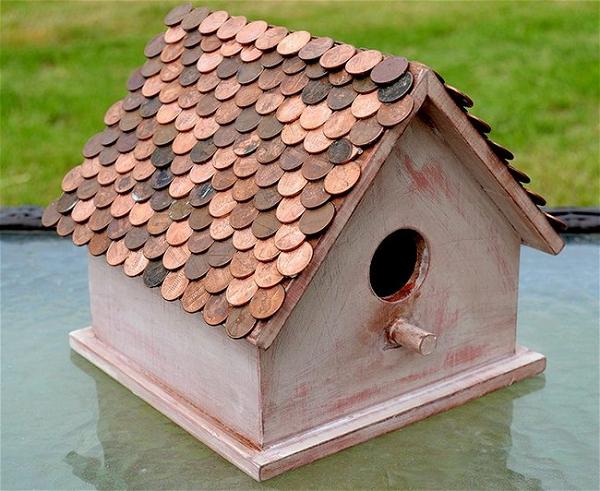 DIY Birdhouse with a Pretty Penny Roof
