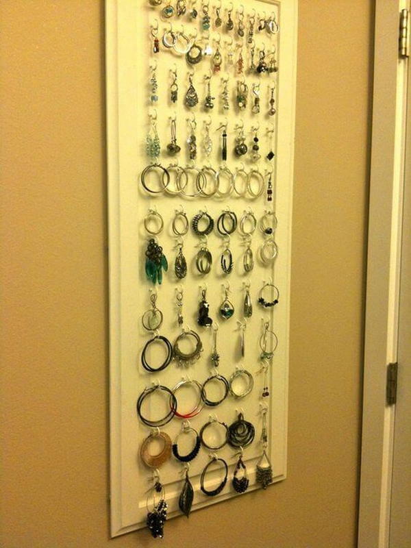 DIY Cabinet Door Earring Holder