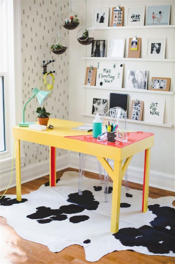 DIY Colorful Epoxy Topped Desk