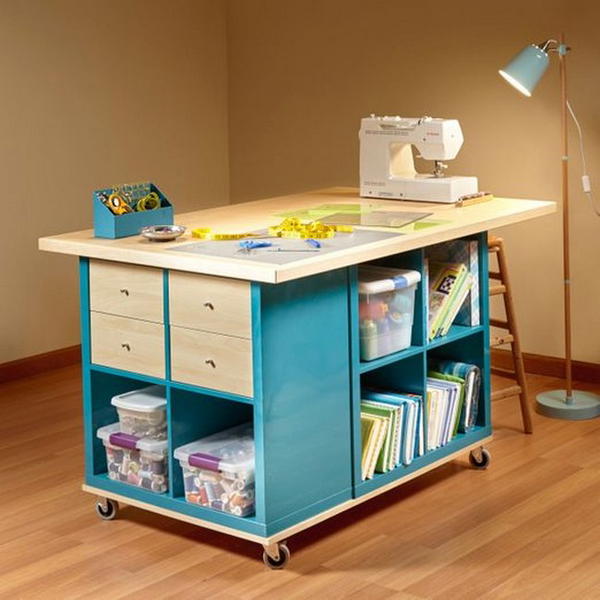 DIY Craft Room Storage Desk