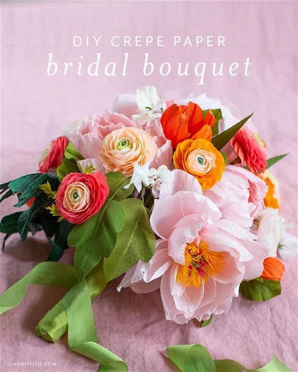 DIY Crepe Paper Bridal Bouquet