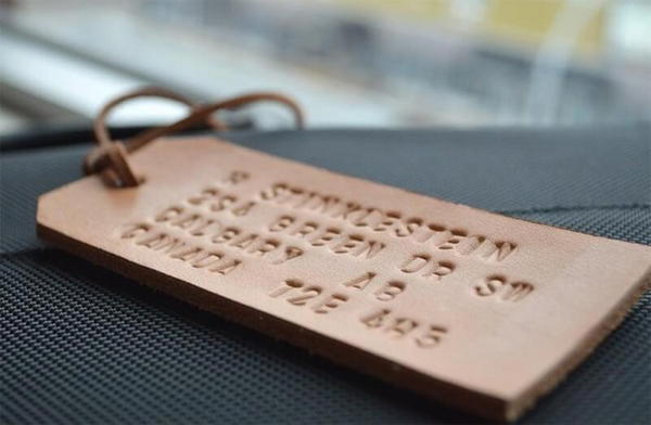 DIY Embossed Leather Luggage Tag